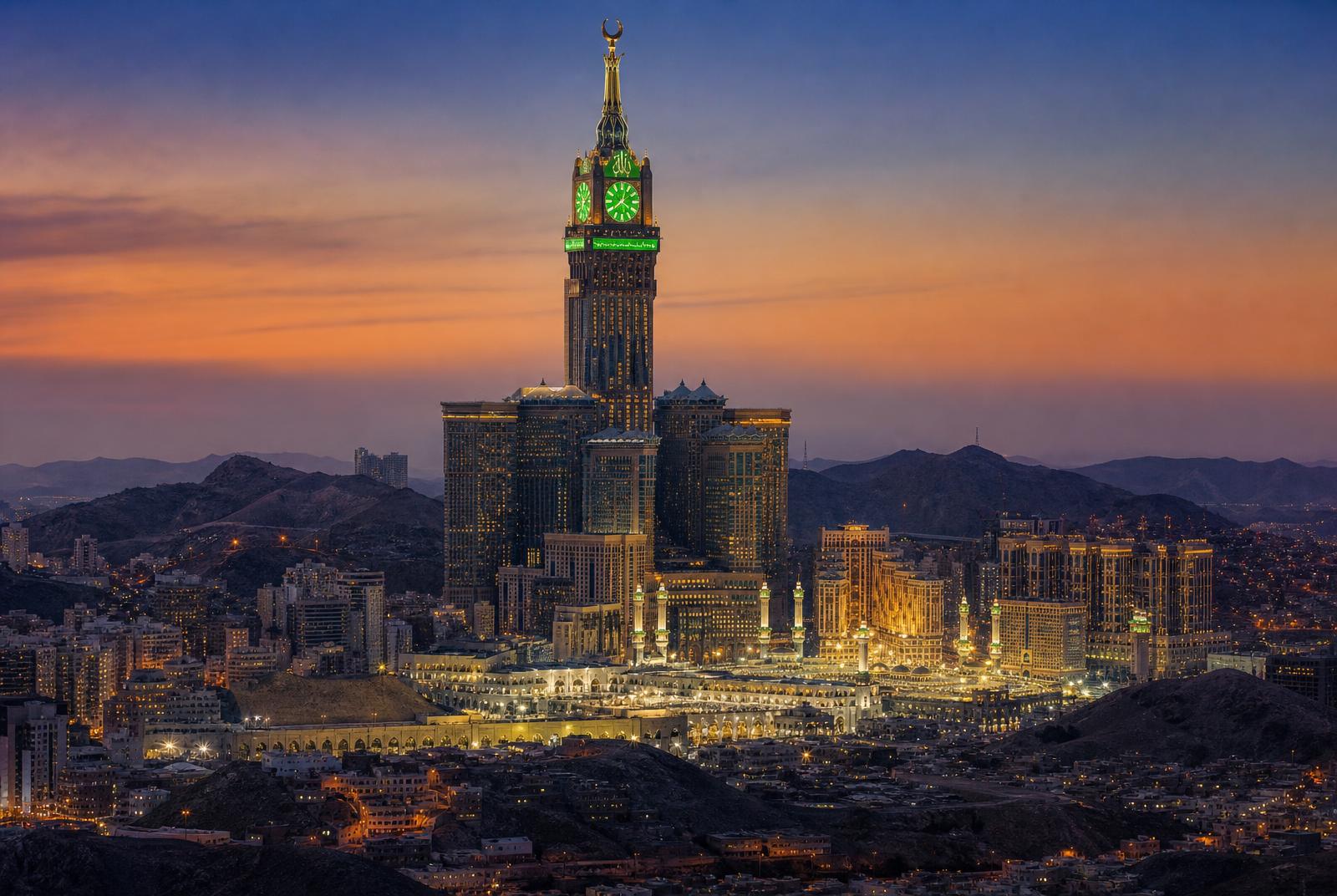 The Makkah skyline at night
