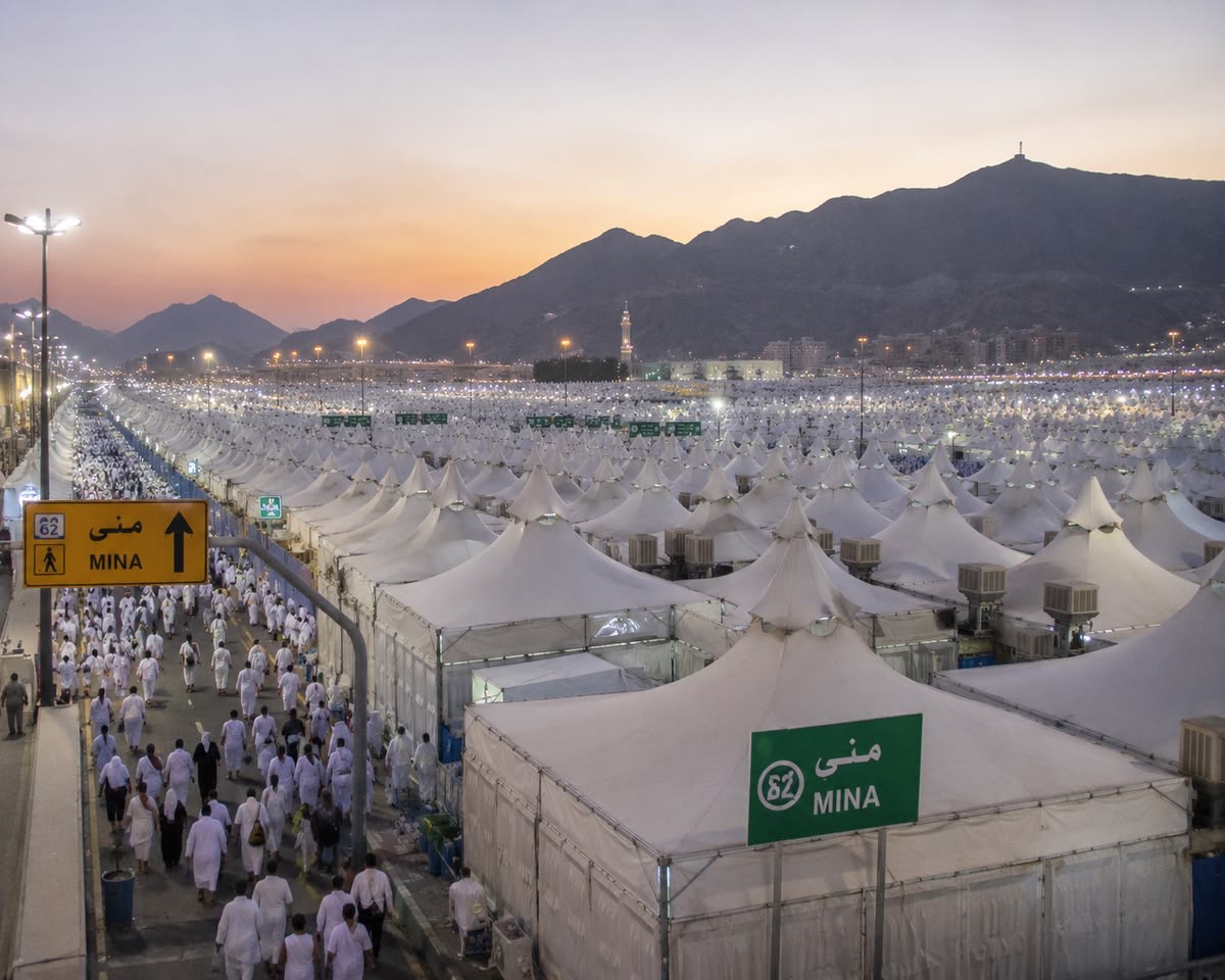 The tent city of Mina at dusk
